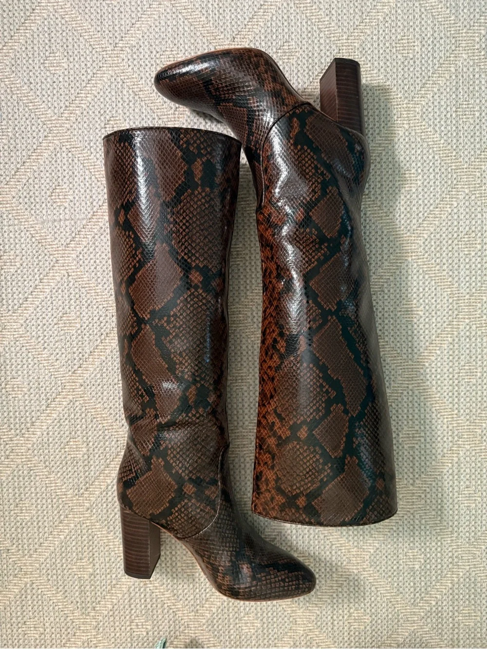 Loeffler Randall Brown Snakeskin Over-the-Knee Boots